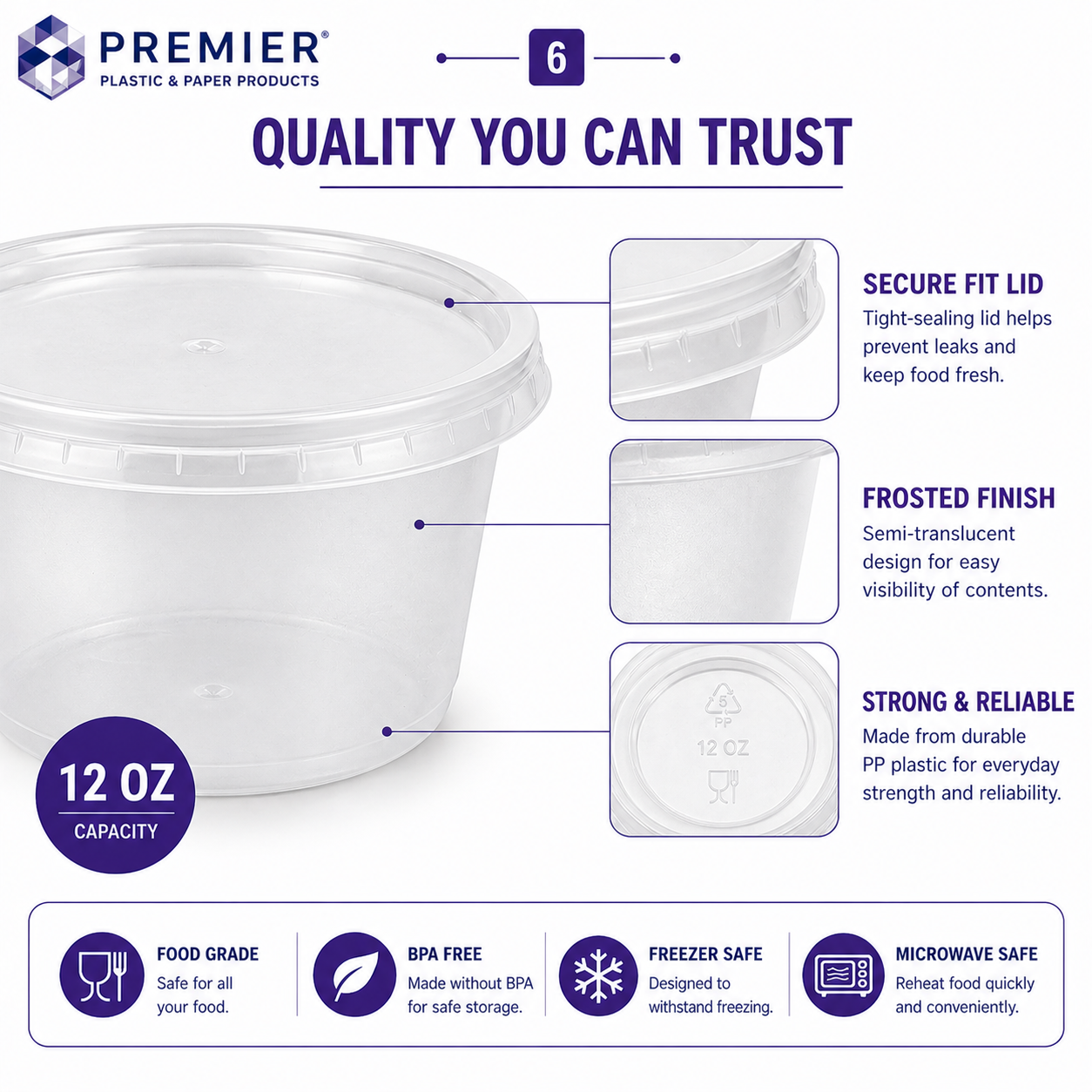 Premier Plastic Container SOUP FROSTED 12 OZ 240CT