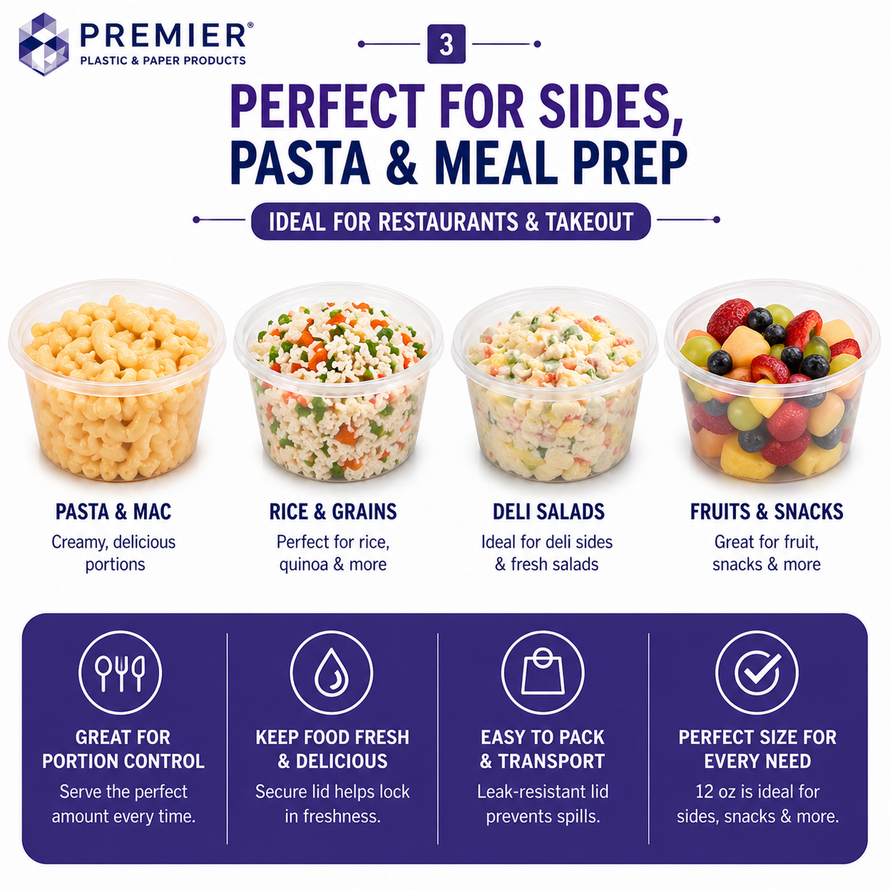 Premier Plastic Container SOUP FROSTED 12 OZ 240CT