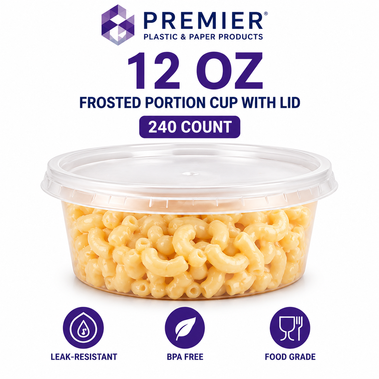 Premier Plastic Container SOUP FROSTED 12 OZ 240CT