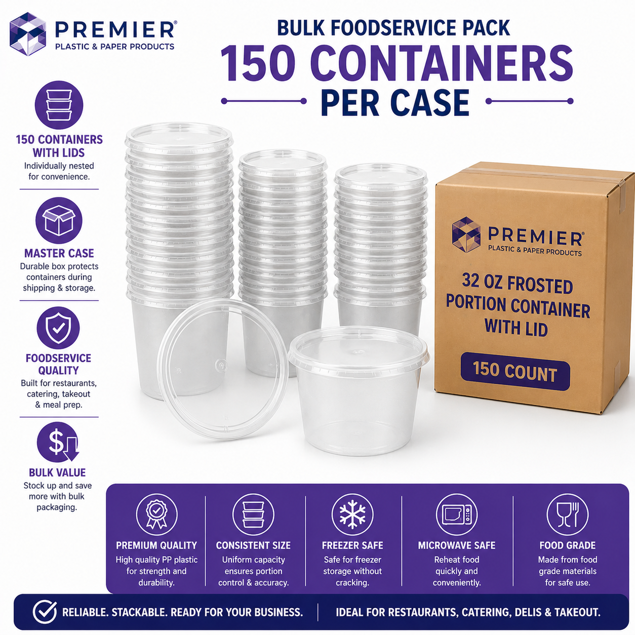 Premier Plastic Container SOUP FROSTED 32 OZ 240CT