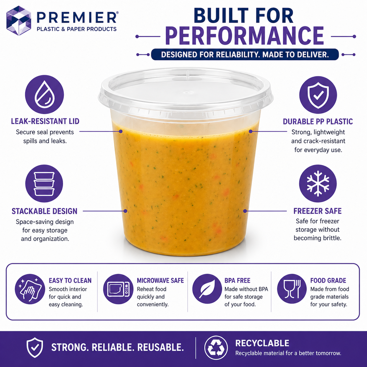 Premier Plastic Container SOUP FROSTED 32 OZ 240CT