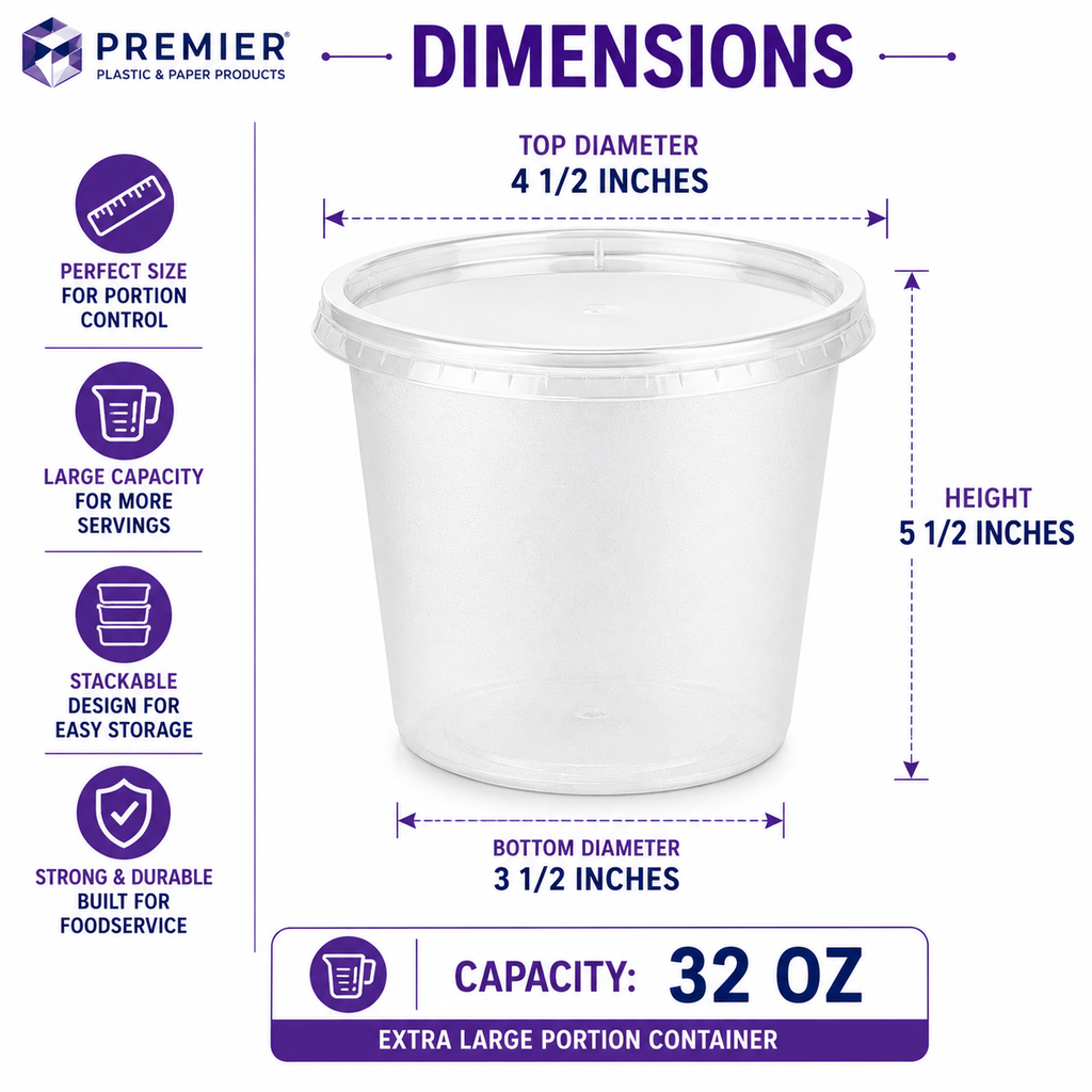 Premier Plastic Container SOUP FROSTED 32 OZ 240CT