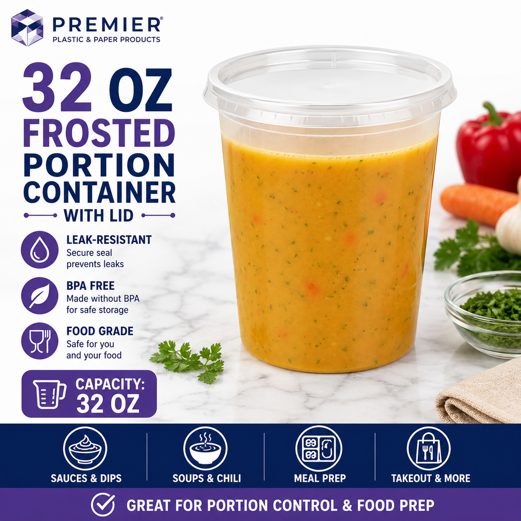 Premier Plastic Container SOUP FROSTED 32 OZ 240CT