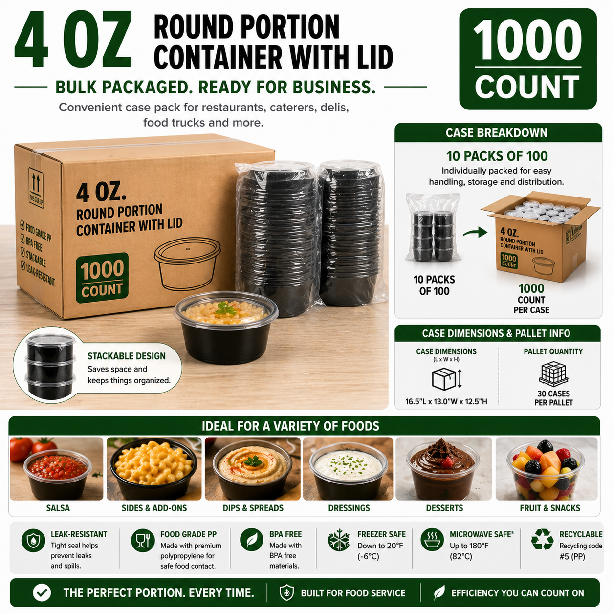 Premier Plastic Container ROUND 4 OZ W LID 1000 CT