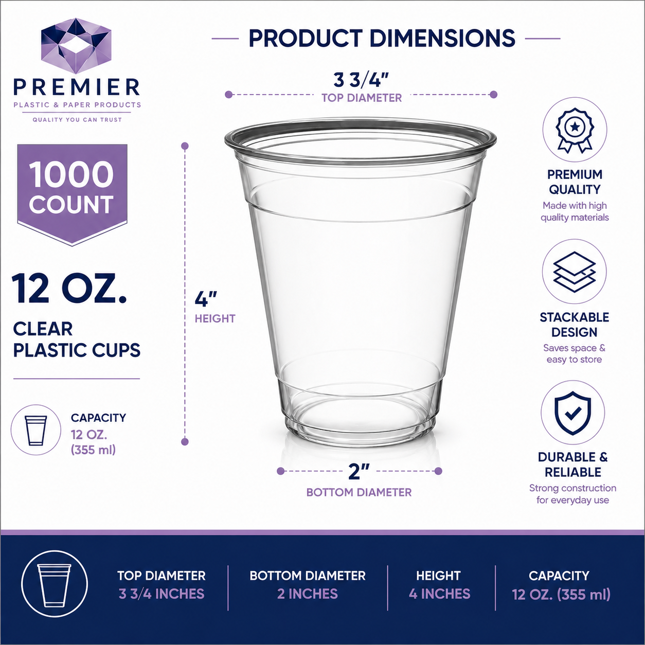 Premier PET GLASS 12 OZ 1000 CT