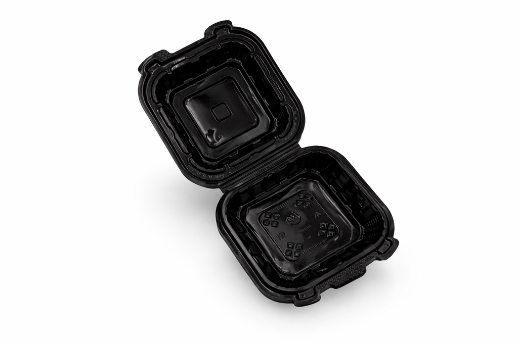Premier Plastic Container Hinged BLACK 6/6 200 CT