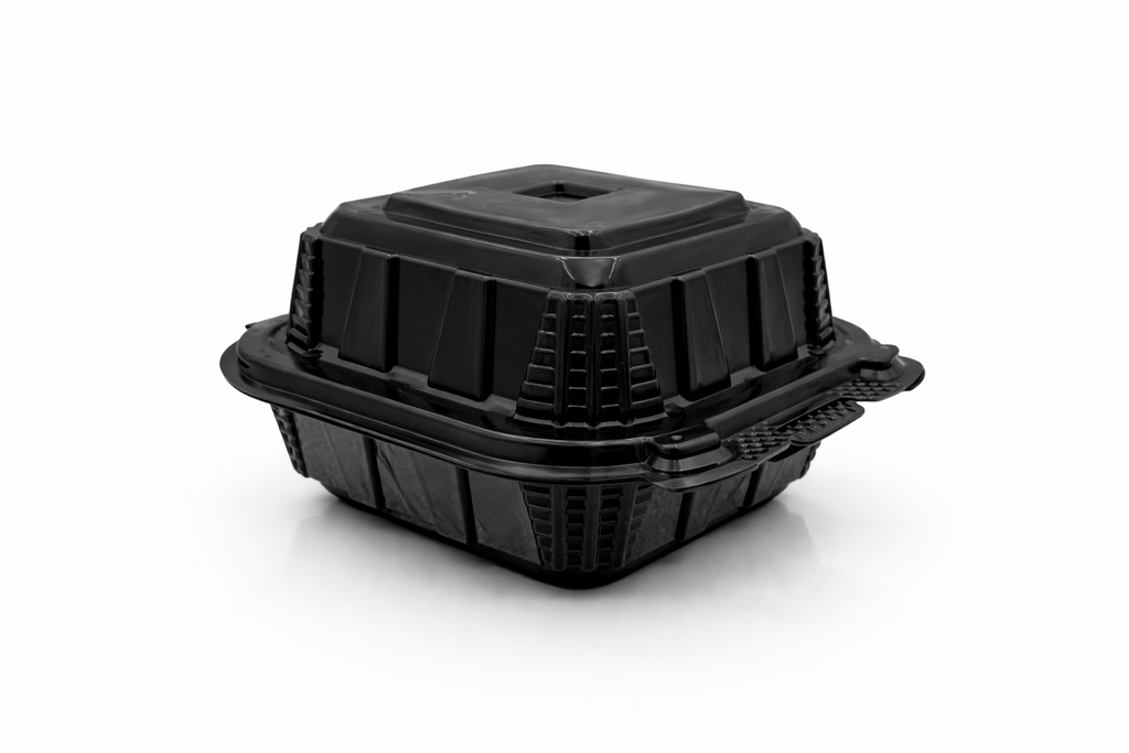 Premier Plastic Container Hinged BLACK 6/6 200 CT