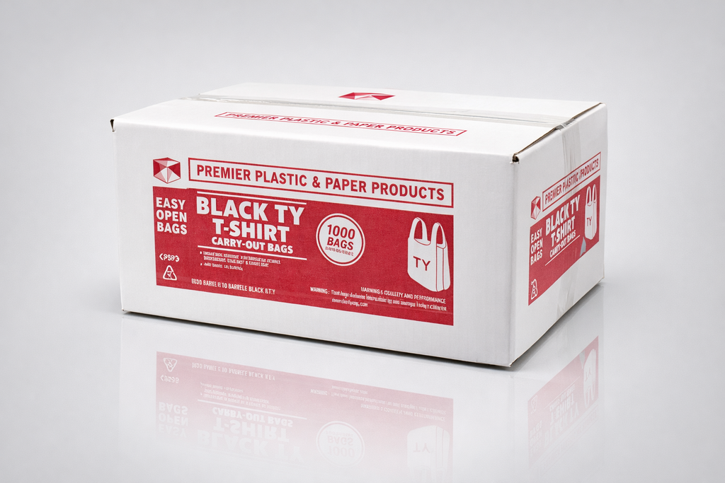 1/6 Easy Open 1000 CT Black Thankyou Bags