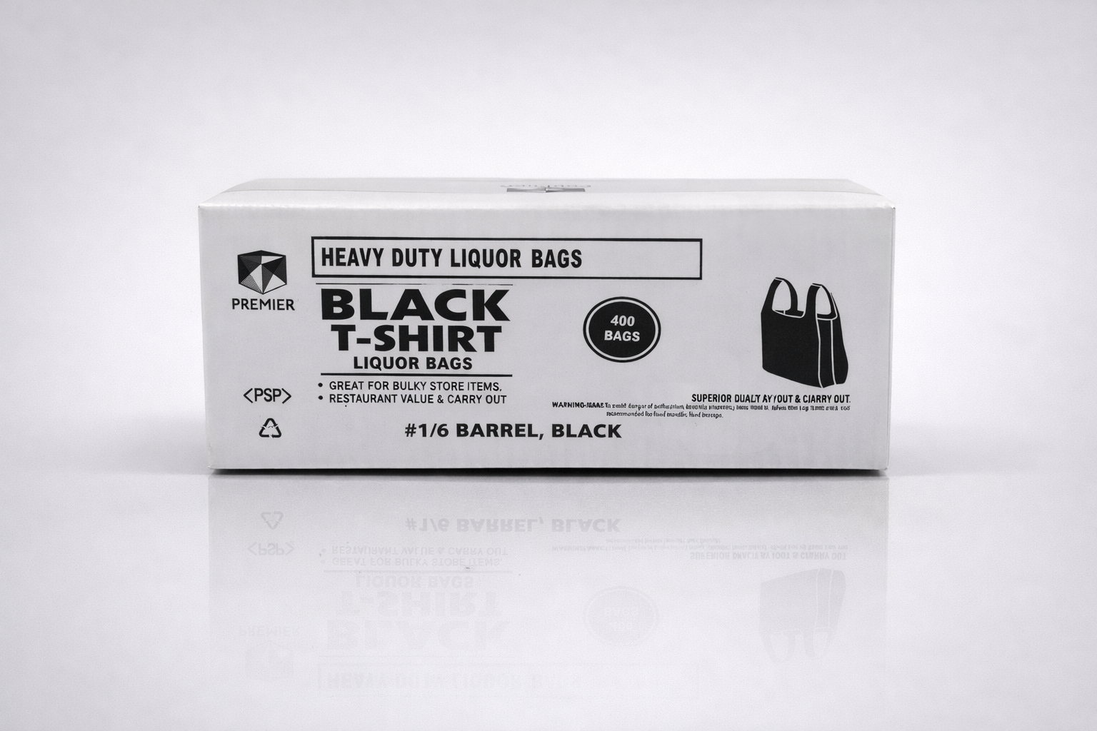 1/6 Large Easy Open BLACK 400ct Liquor Bags