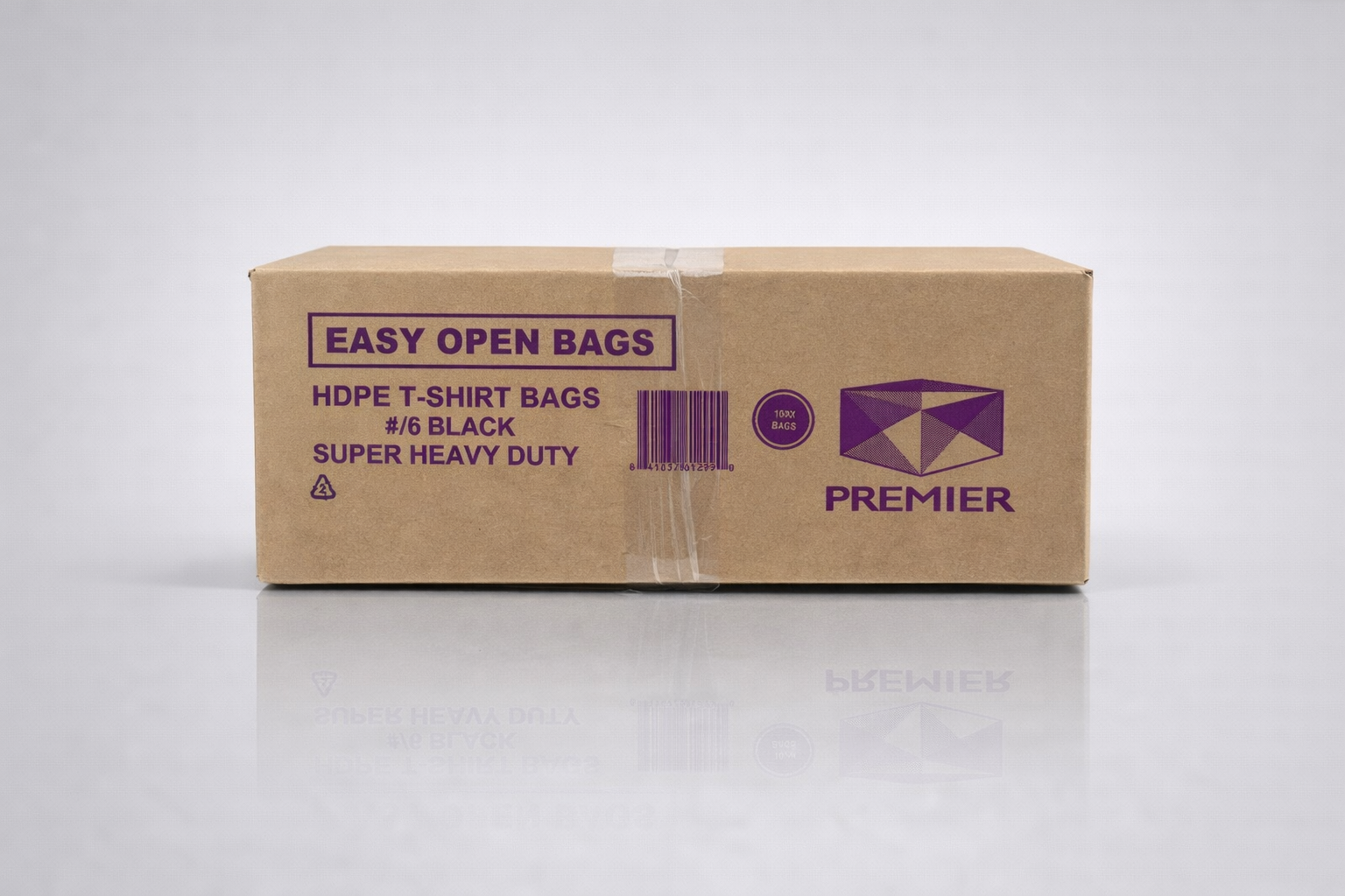 Premier Super Heavy Duty Bag12x6.5x21inch T-Shirt Bags with Handles Shopping Grocery Bags, White