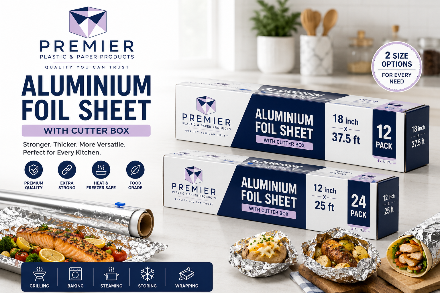 Aluminium Foil Roll Easy Tear Cutter Box - Commercial Grade