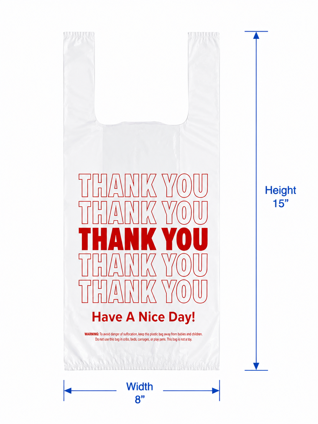 1/10 White Thankyou 1000ct Plastic Bags