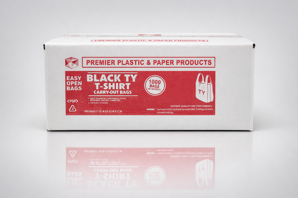 Premier 1000 Count Thank You Plastic Bags, 12x6.5x21inch T-Shirt Bags with Handles Shopping Grocery Bags, White