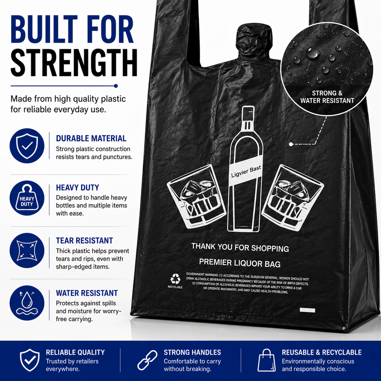 Liquor Bags Heavy Duty - Black