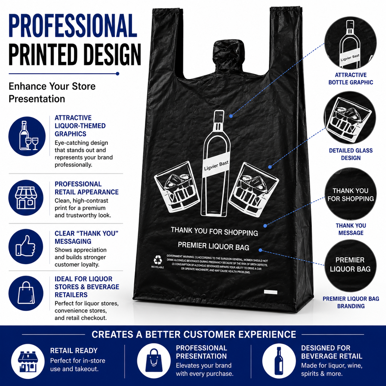 Liquor Bags Heavy Duty - Black