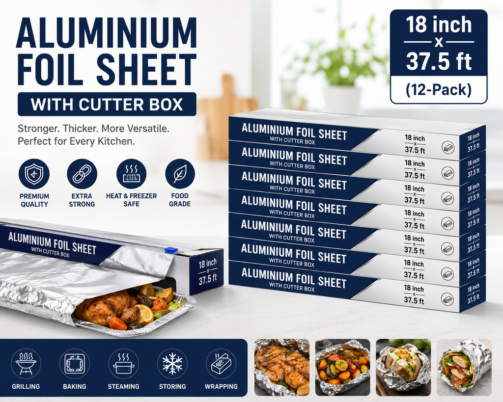 Aluminium Foil Roll Easy Tear Cutter Box - Commercial Grade