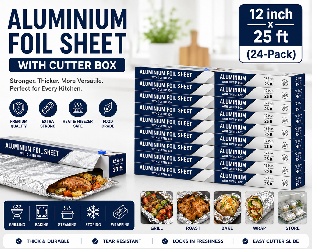 Aluminium Foil Roll Easy Tear Cutter Box - Commercial Grade