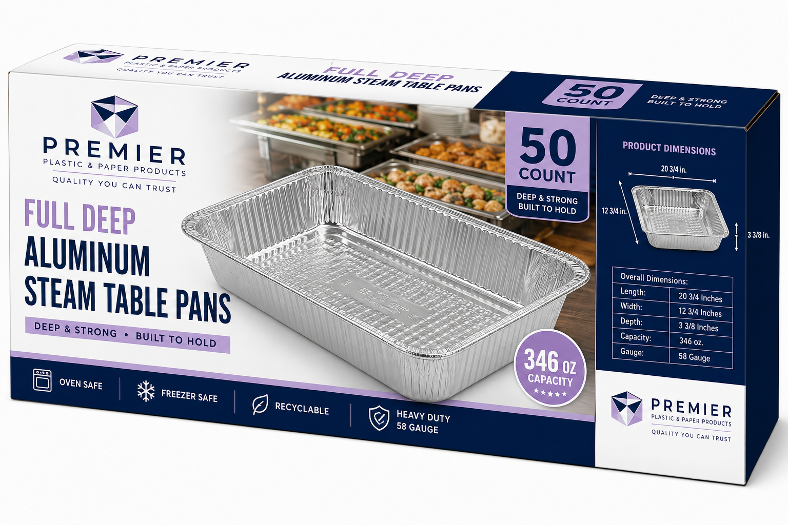 Aluminium Steam Table Trays Full and Half Size | Pack of 50
