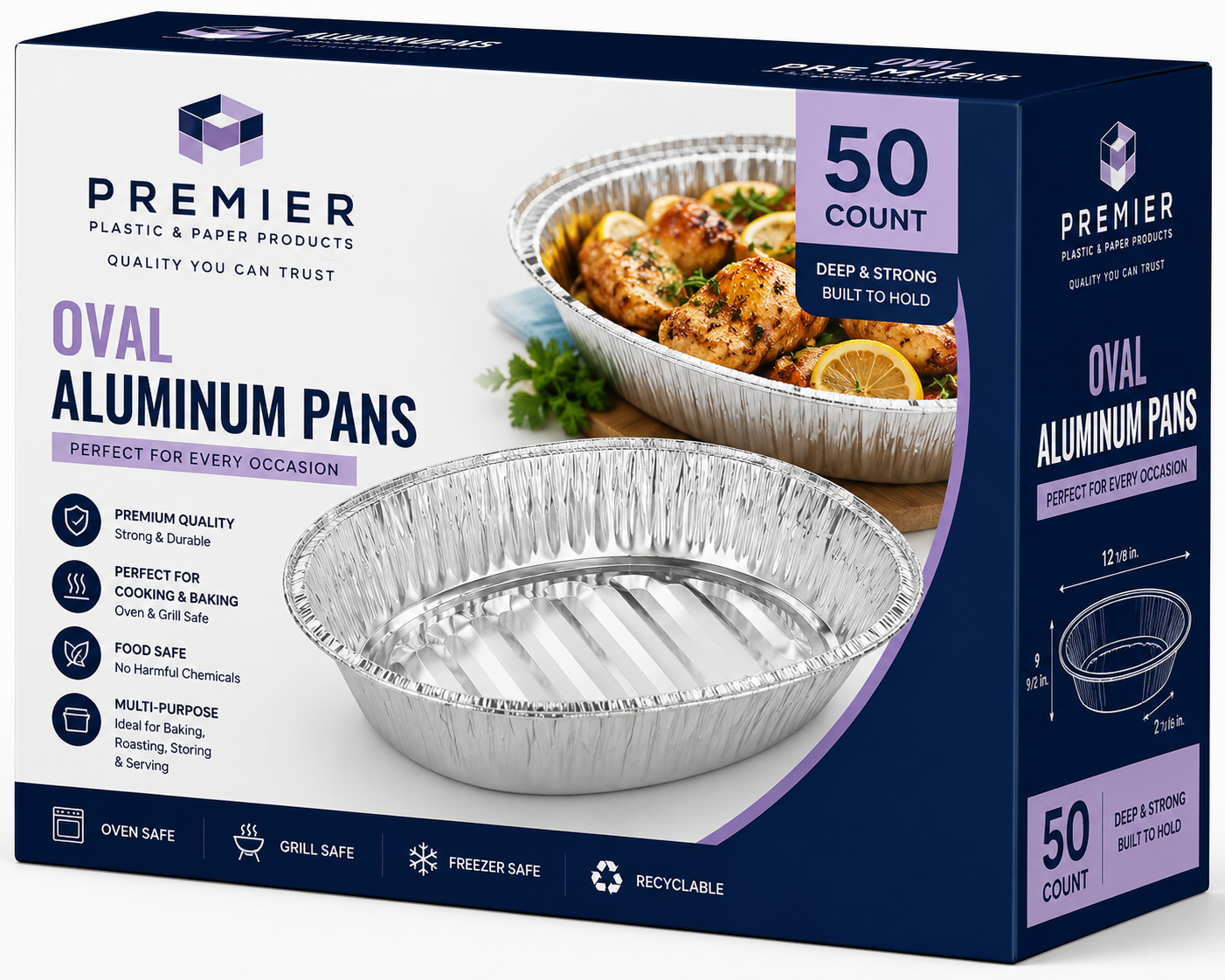 Aluminium Oval Roasters Disposable | Pack of 50