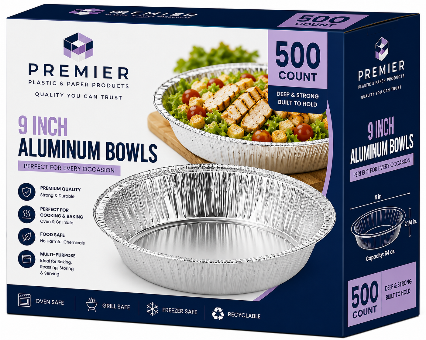 Aluminium To-Go Bowls Lid Seal Compatible | Pack of 500