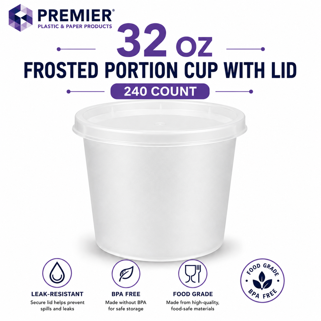 Round Frosted Deli Food Container with Lid | Pack of 240