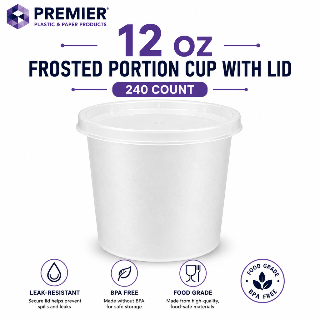 Round Frosted Deli Food Container with Lid | Pack of 240