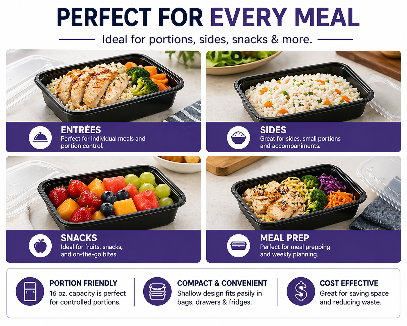 Premier Plastic Container RECTANGLE 16 OZ W LID 150 CT