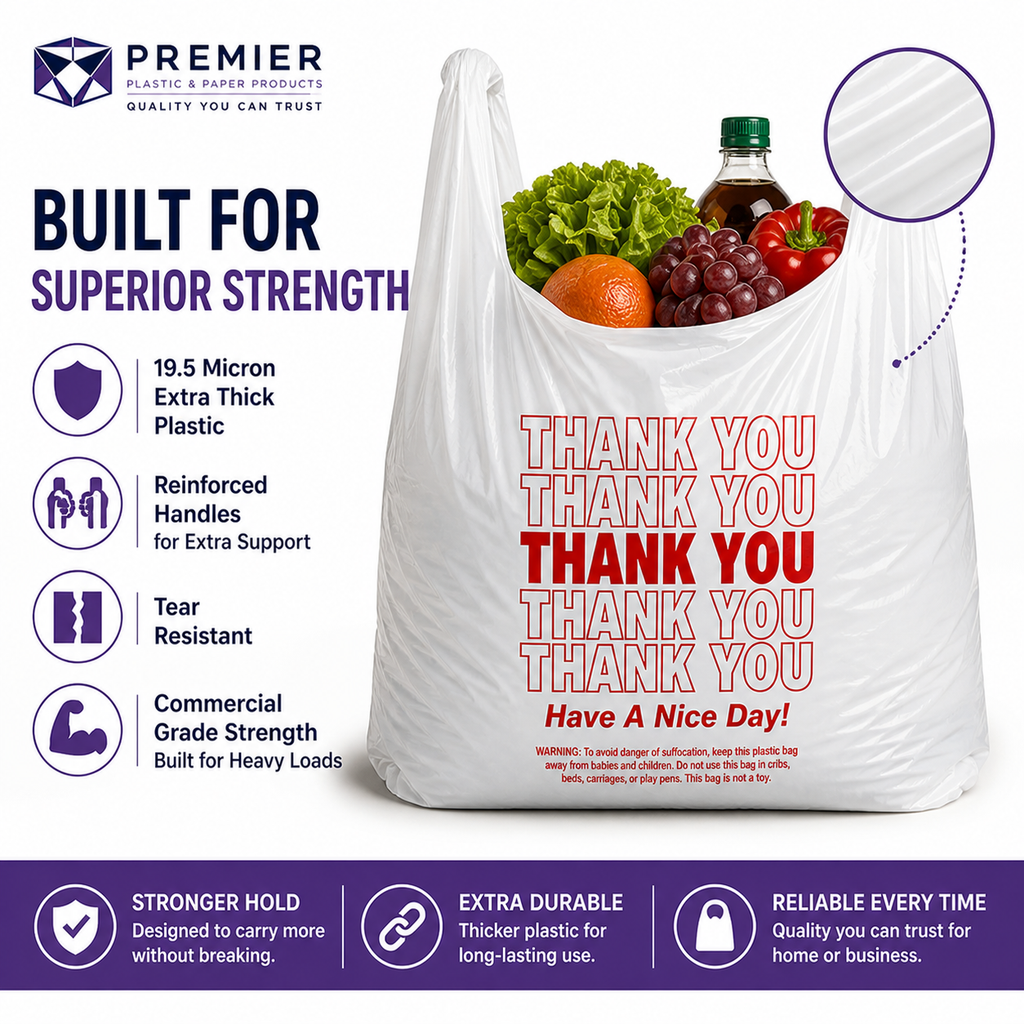Premier 1/6 Easy Open 1000 WHITE THANK YOU SUPER HEAVY BAG