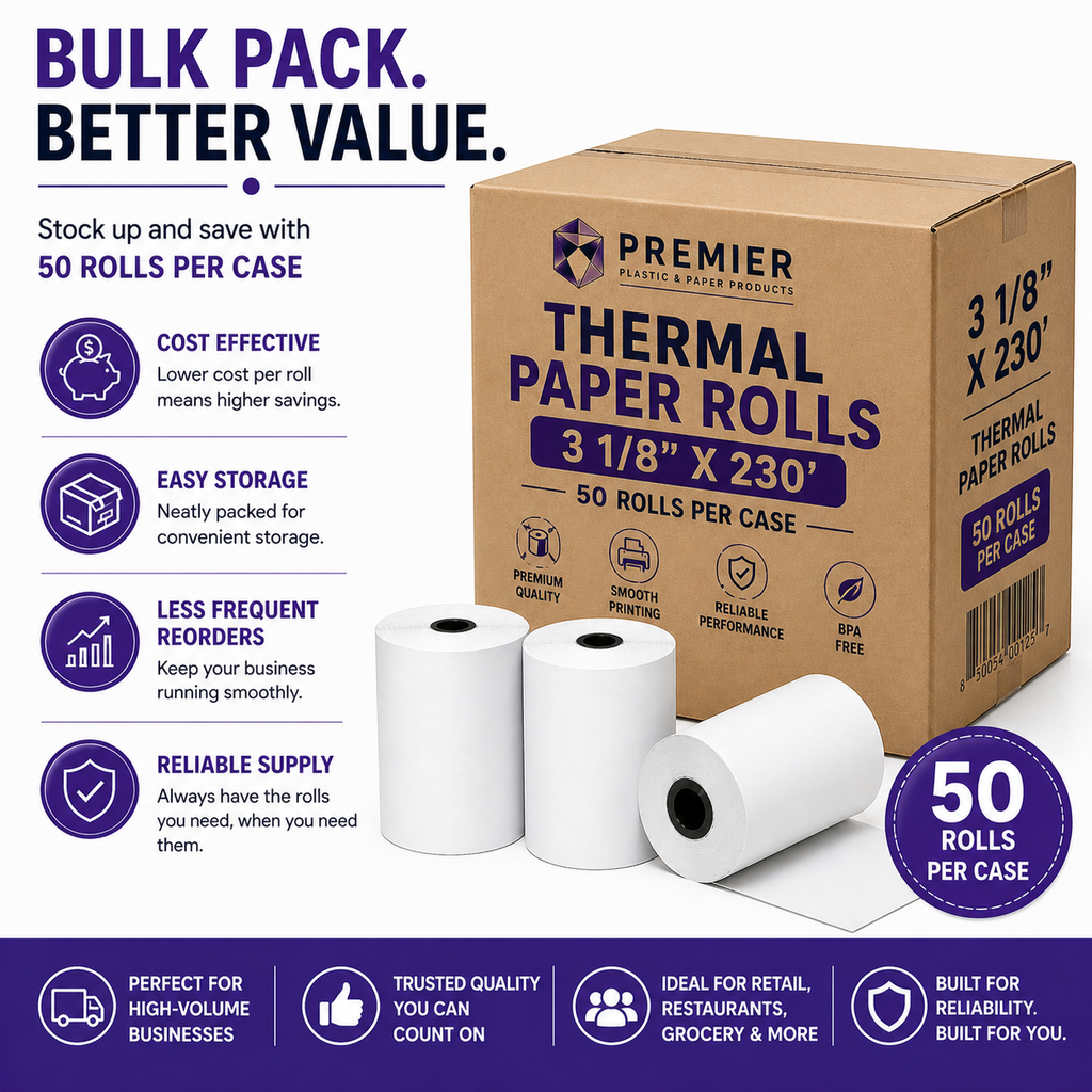 3 1/8" x 230' Thermal Paper Rolls