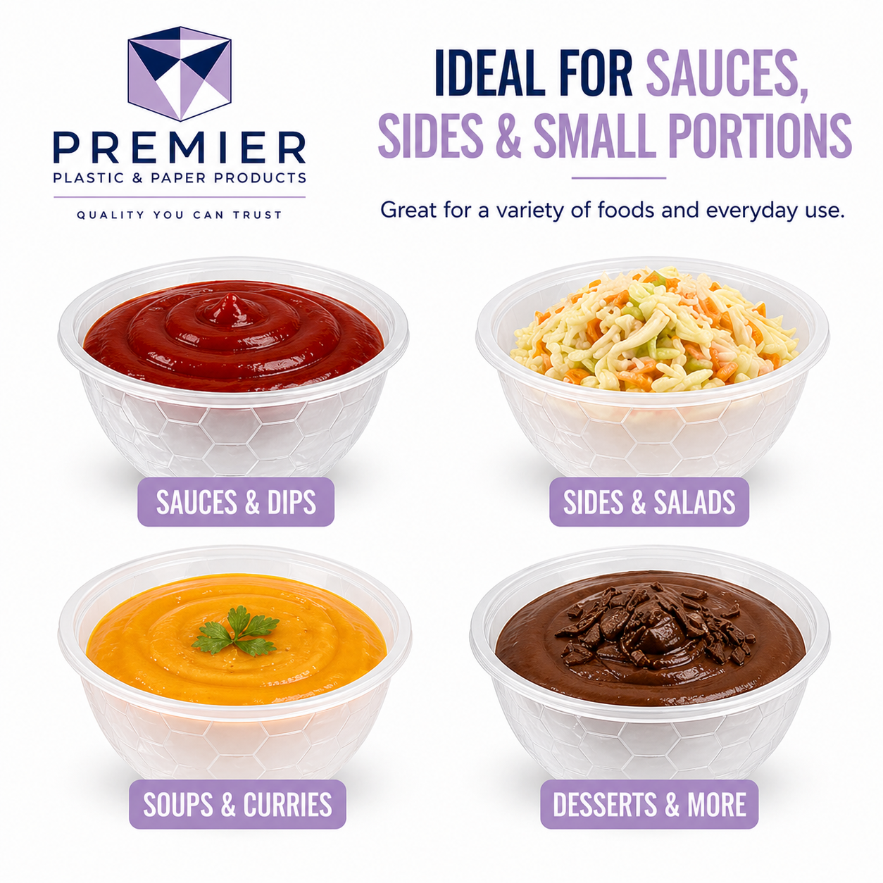 Premier Plastic Container BOWL 8 OZ CLEAR