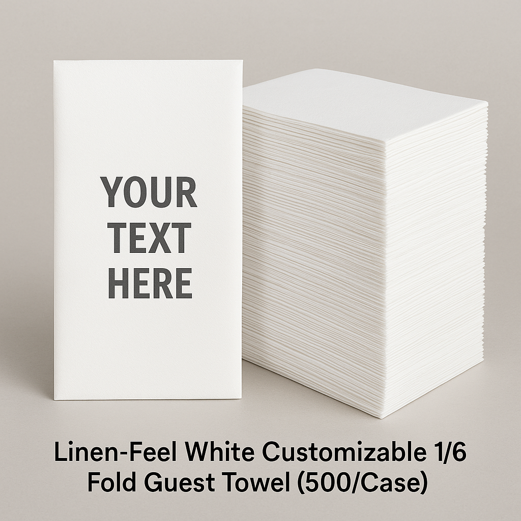 Linen-Feel White Customizable 1/6 Fold Guest Towel (500/Case)