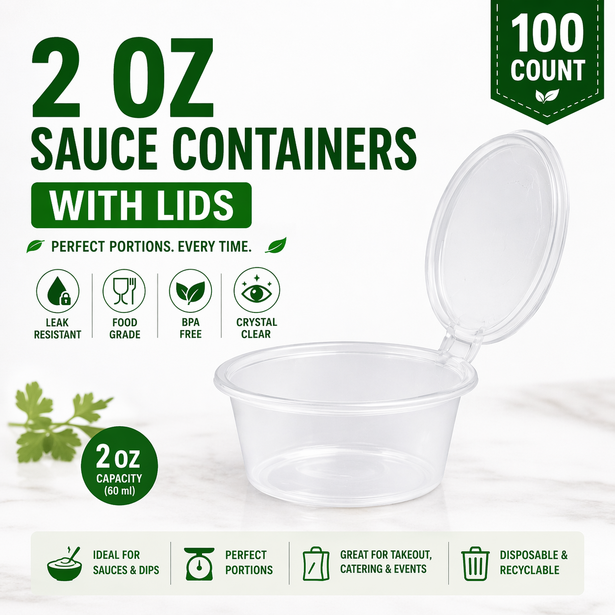 Premier Plastic Container 2oz CLEAR W/LID 1000CT
