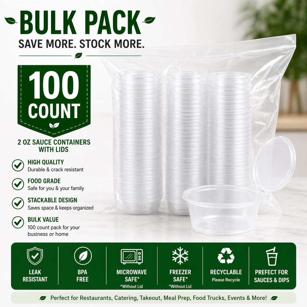 Premier Plastic Container 2oz CLEAR W/LID 1000CT