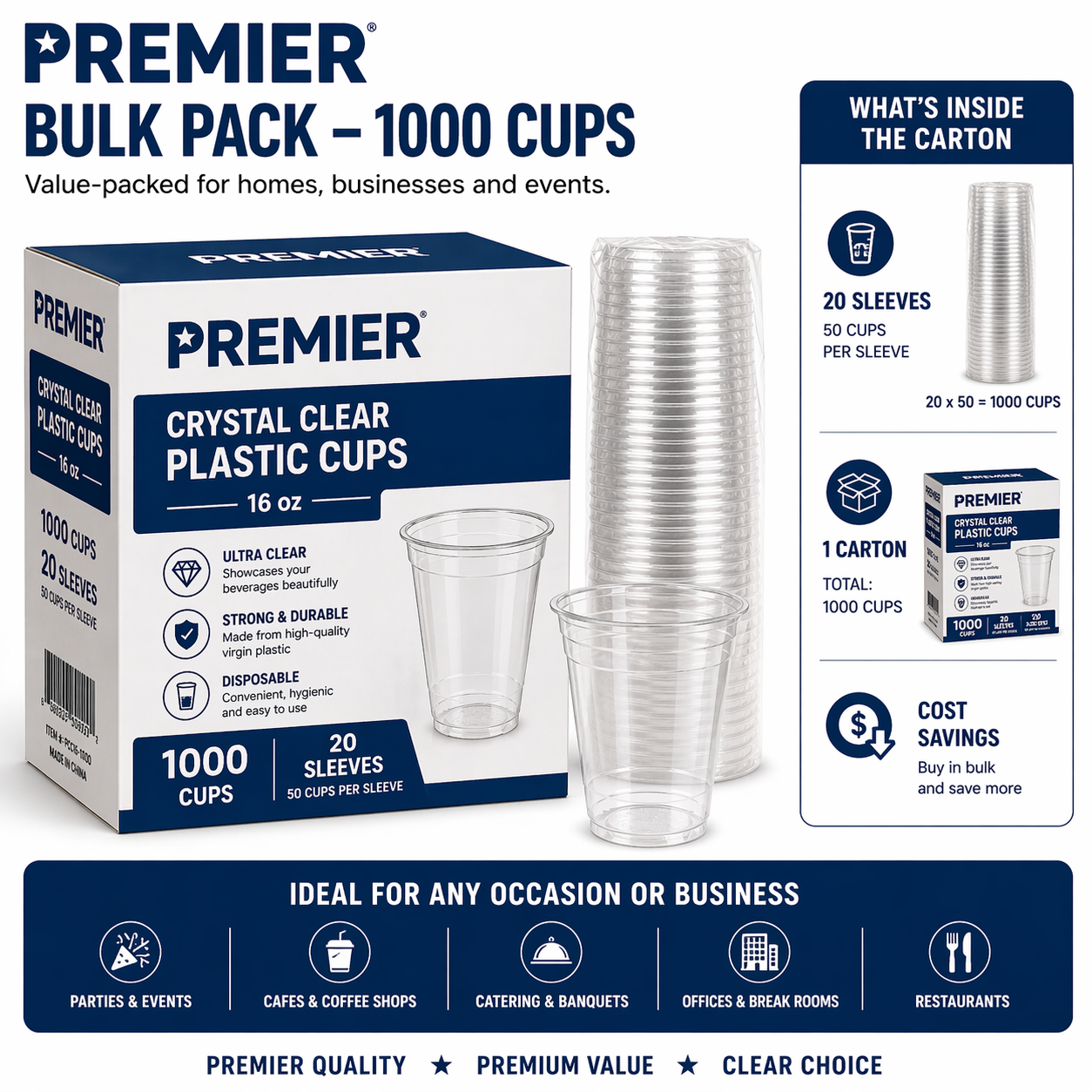 Premier PET GLASS 16 OZ 1000 CT