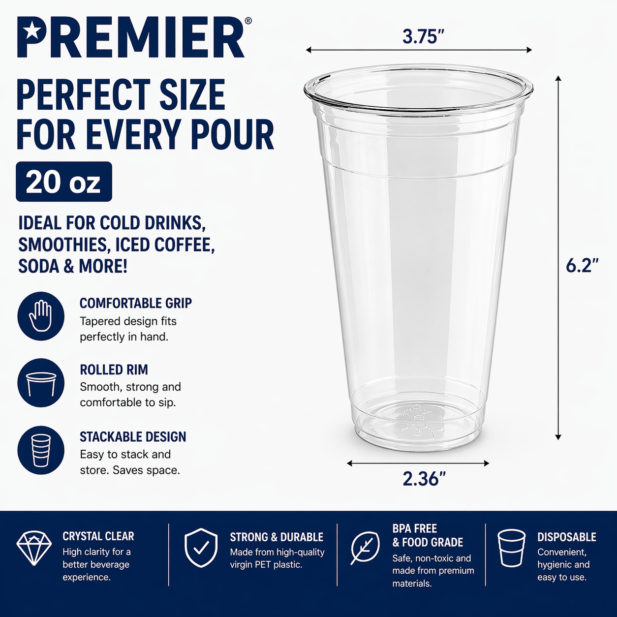 Premier PET GLASS 20 OZ 1000 CT