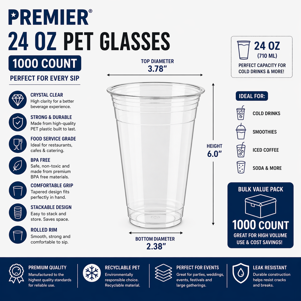Premier PET GLASS 24 OZ 1000 CT