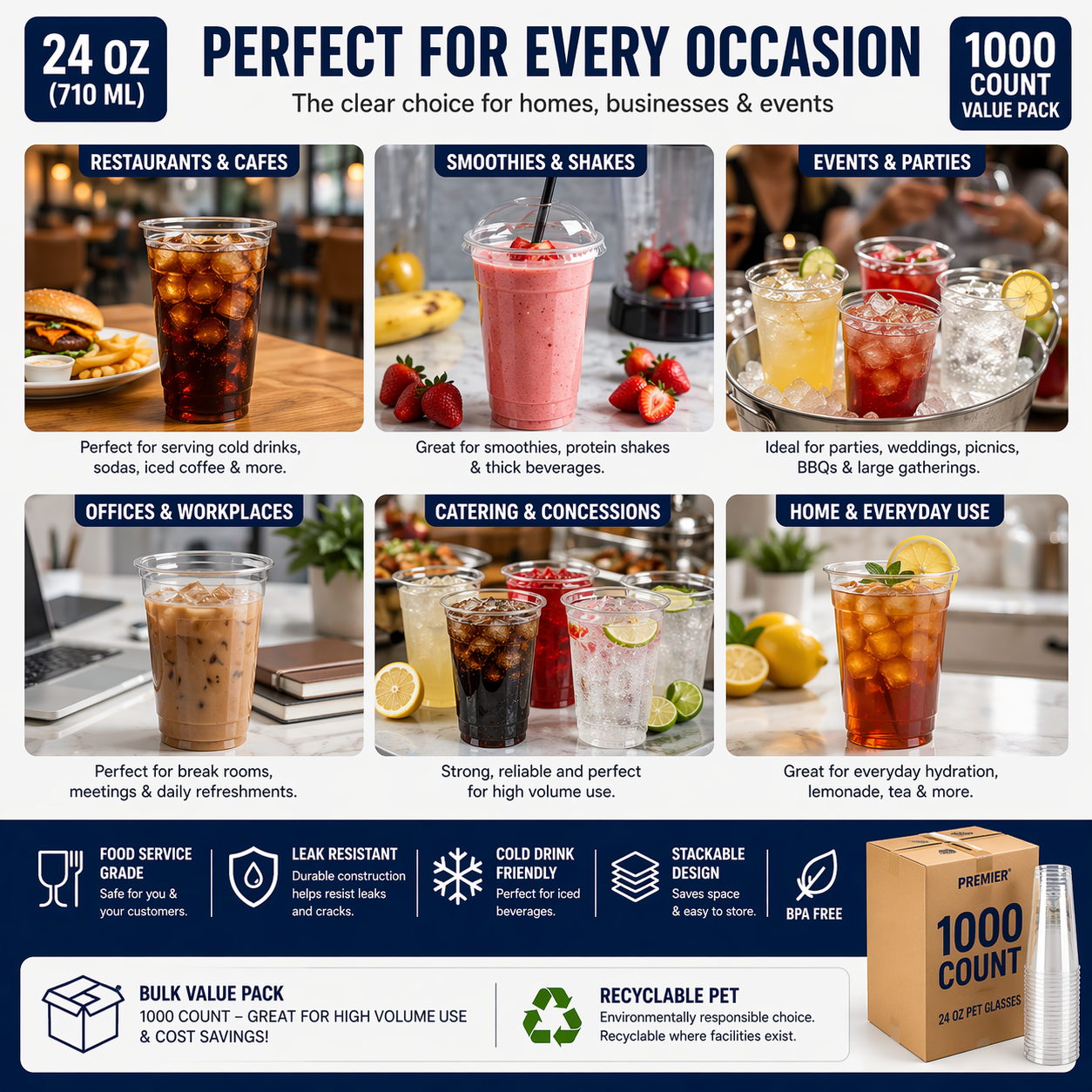 Premier PET GLASS 24 OZ 1000 CT