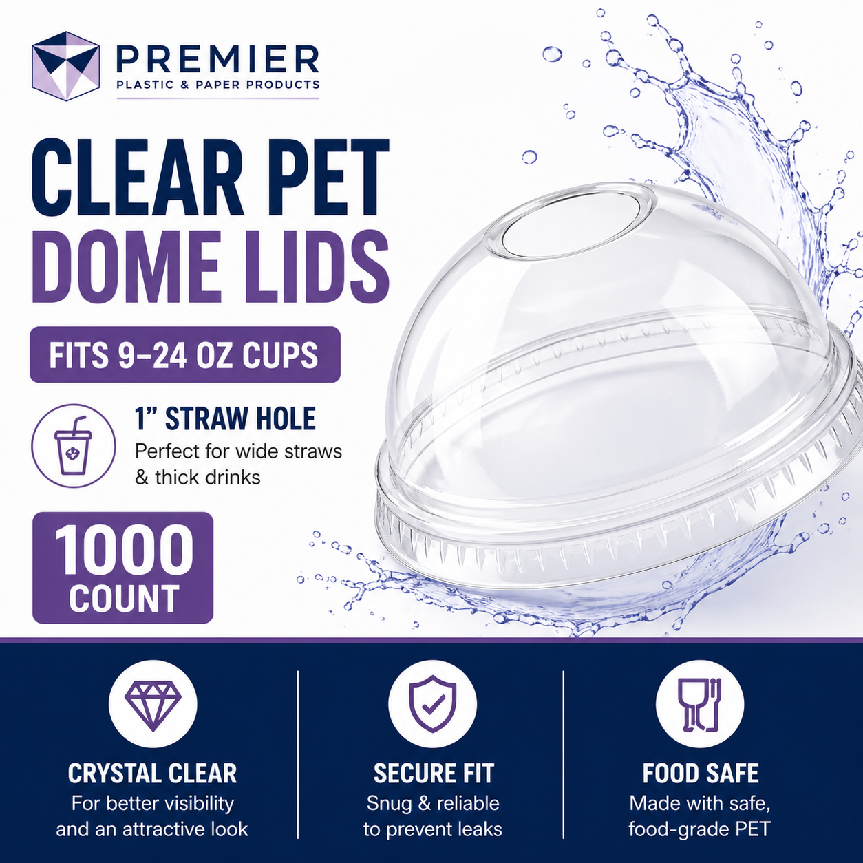 Premier PET DOME LID 1000 CT