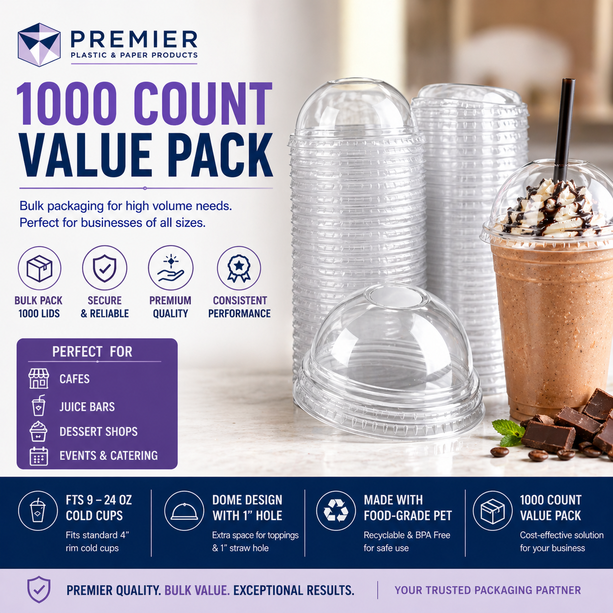 Premier PET DOME LID 1000 CT