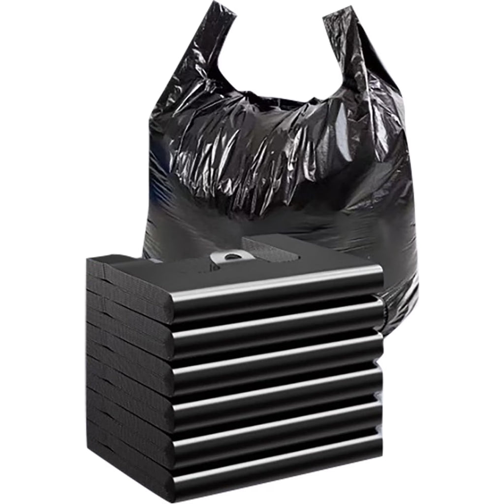 Premier 1,000 Count Black T-Shirt Carryout Bags, 11.5" x 6.5" x 22"