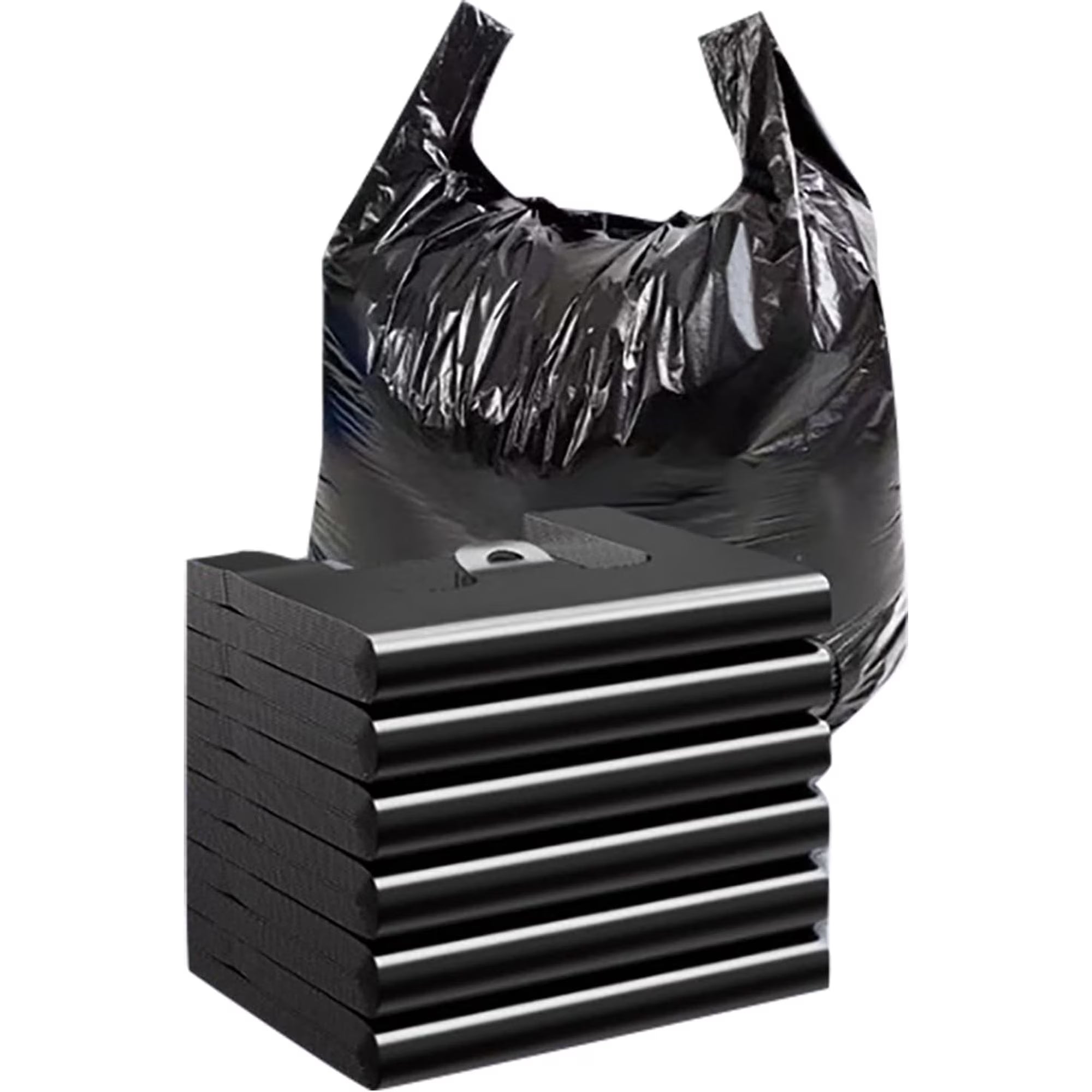 Premier 1,000 Count Black T-Shirt Carryout Bags, 11.5" x 6.5" x 22"
